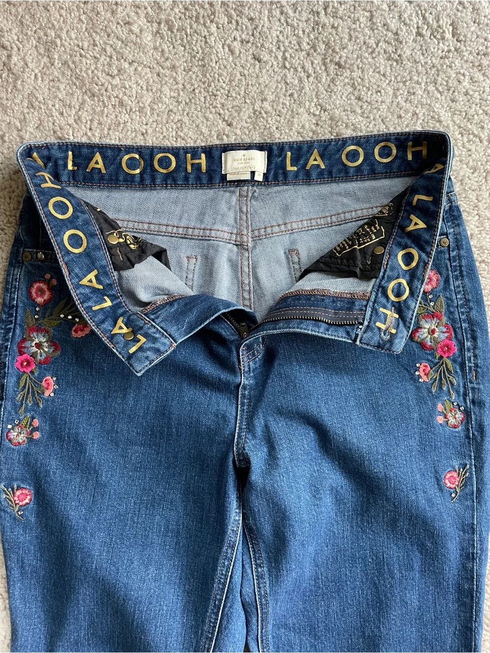 Kate Spade Broome Street Ditsy Embroidered Floral Straight Ankle Jeans Size 29